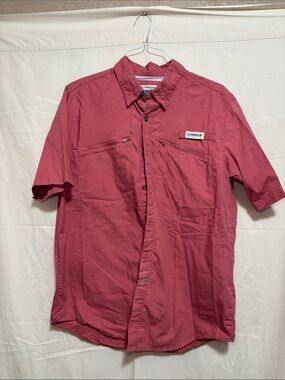 Magellan Outdoors Men’s Medium Sleeve Shirt - Rose/Redish color